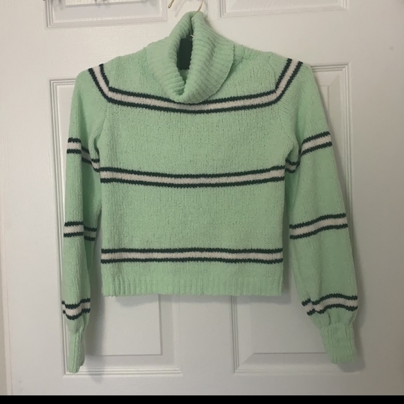Wild Fable chenille mockneck crop striped sweater - Picture 2 of 8